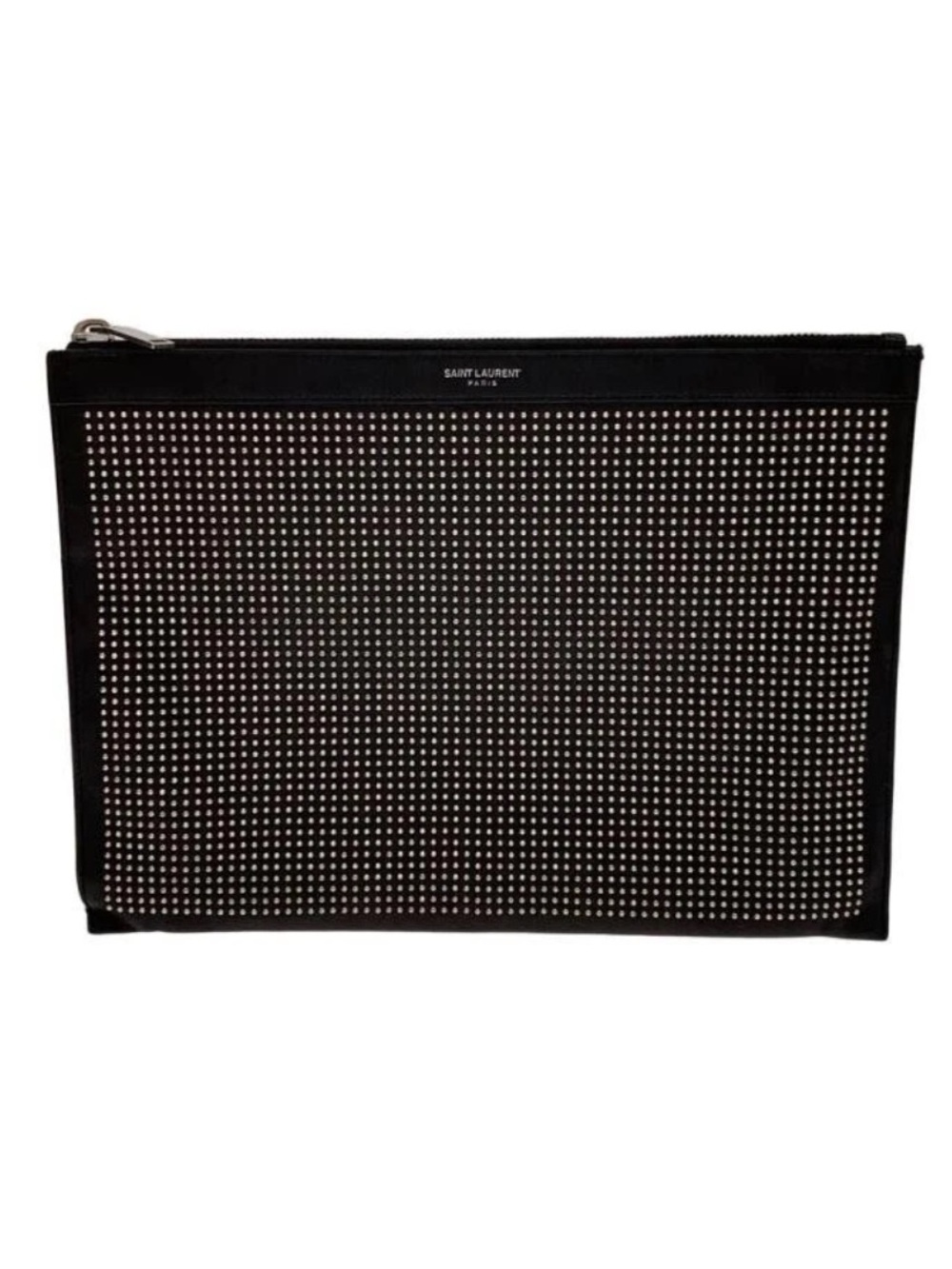 Saint Laurent Black Crystal-Embellished Zip Pouch